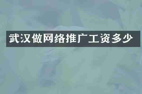 武汉做网络推广工资多少