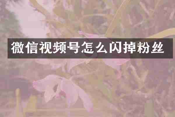 微信视频号怎么闪掉粉丝