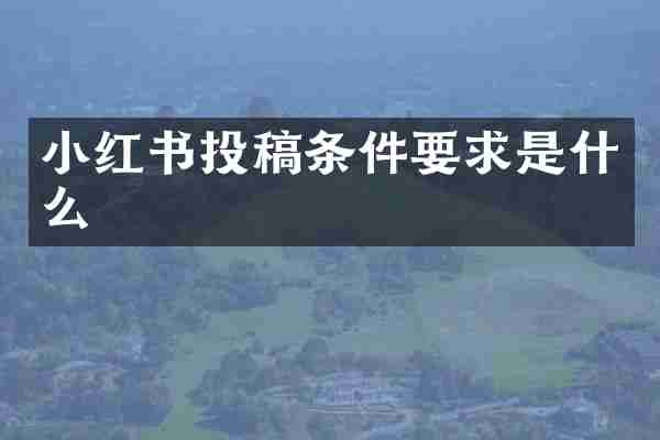 小红书投稿条件要求是什么