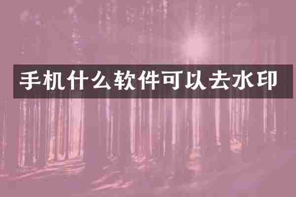 手机什么软件可以去水印