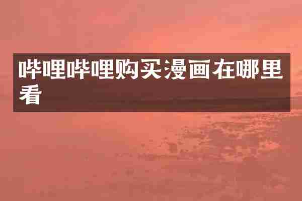 哔哩哔哩购买漫画在哪里看
