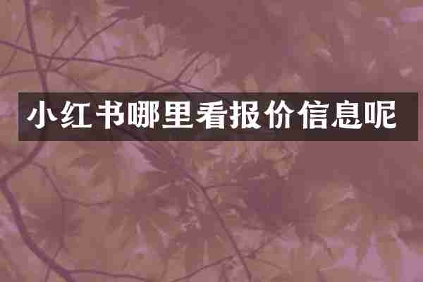 小红书哪里看报价信息呢