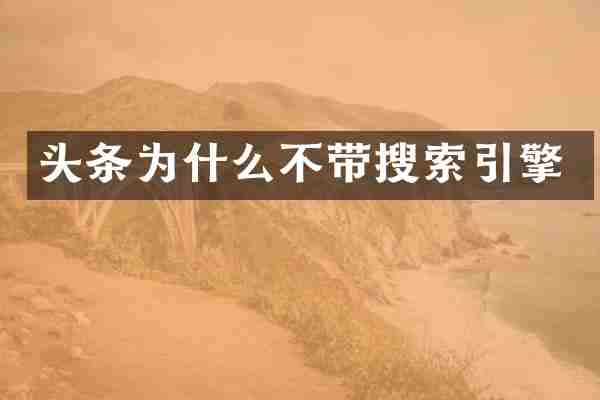 头条为什么不带搜索引擎