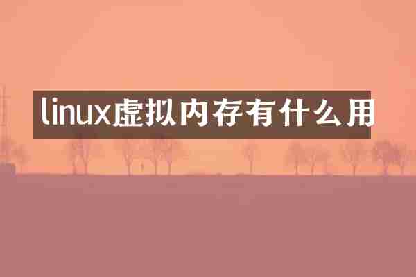 linux虚拟内存有什么用