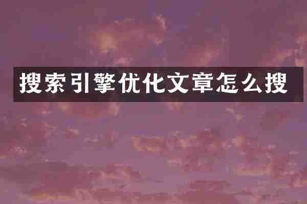 搜索引擎优化文章怎么搜