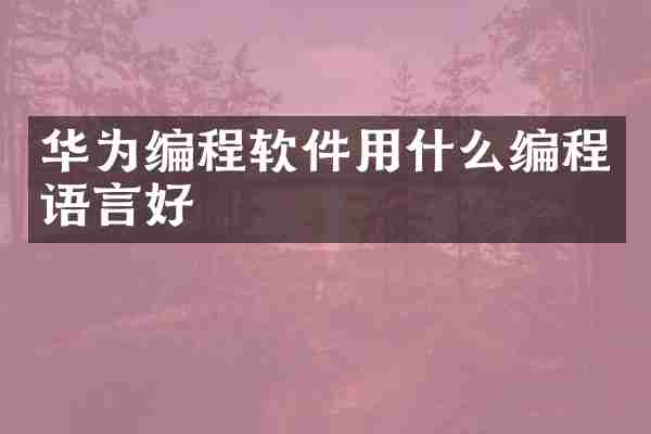 华为编程软件用什么编程语言好