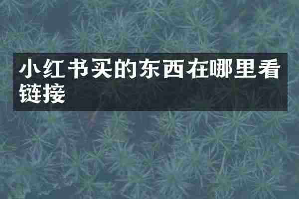 小红书买的东西在哪里看链接
