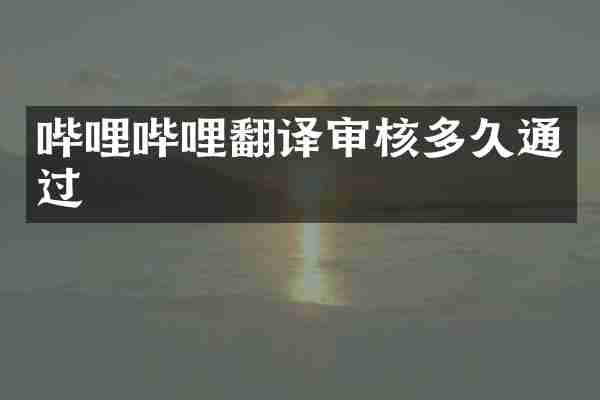 哔哩哔哩翻译审核多久通过