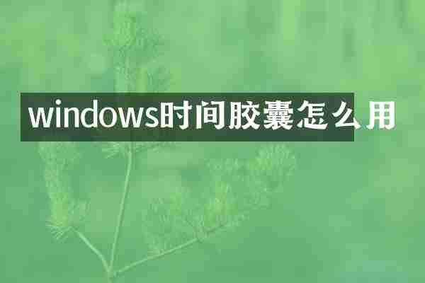 windows时间胶囊怎么用