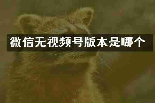 微信无视频号版本是哪个