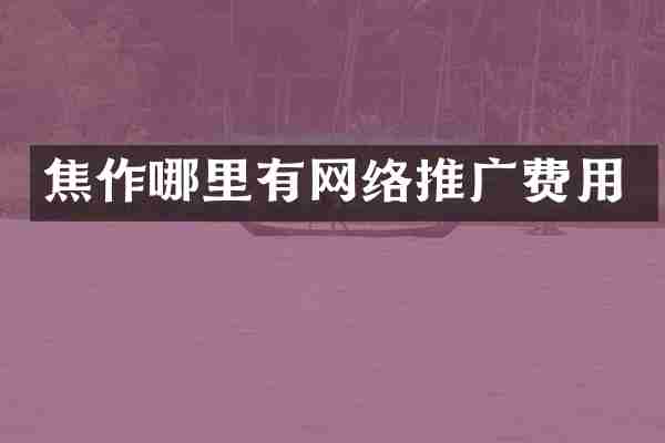 焦作哪里有网络推广费用