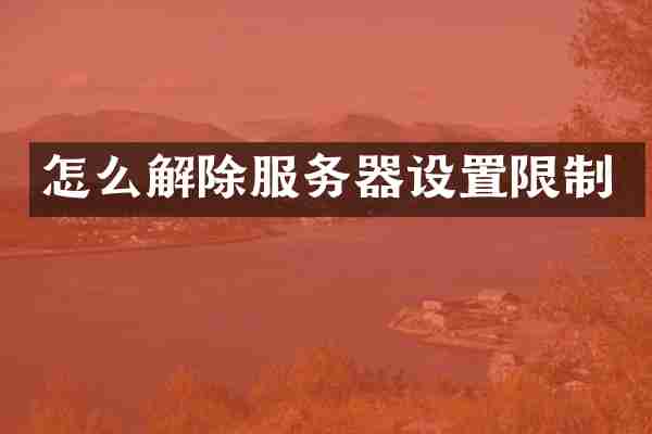 怎么解除服务器设置限制