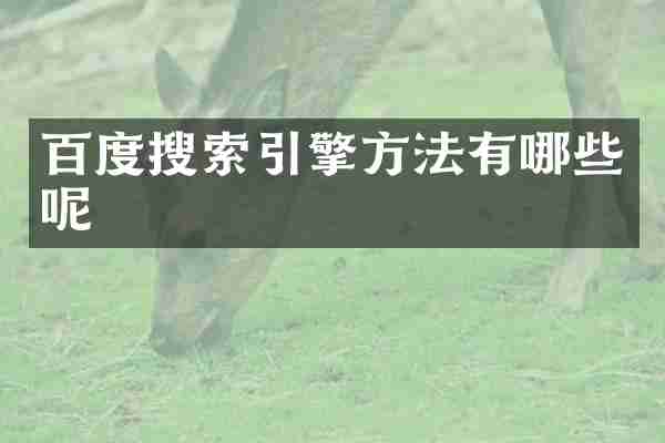百度搜索引擎方法有哪些呢