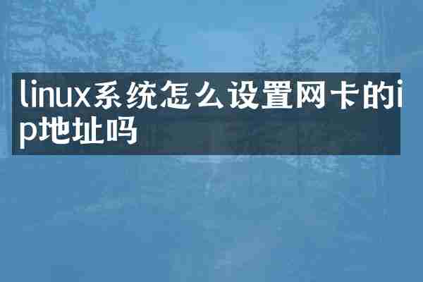 linux系统怎么设置网卡的ip地址吗