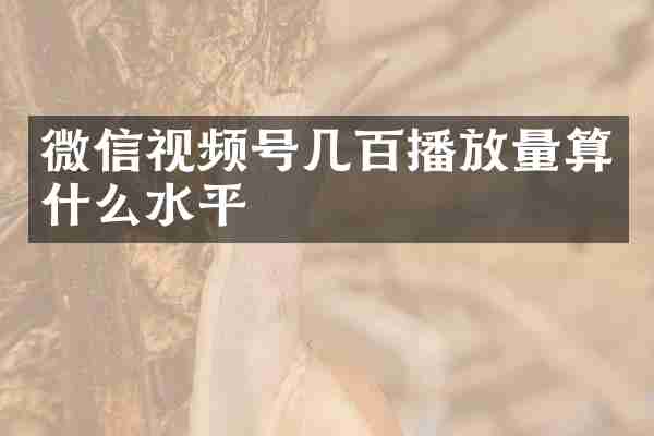 微信视频号几百播放量算什么水平