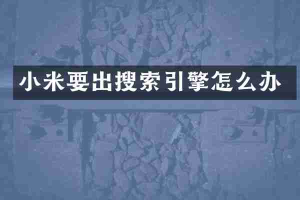小米要出搜索引擎怎么办