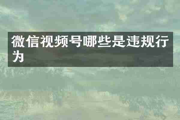 微信视频号哪些是违规行为