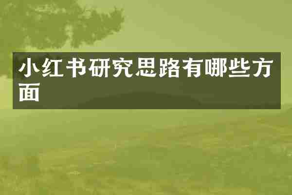 小红书研究思路有哪些方面