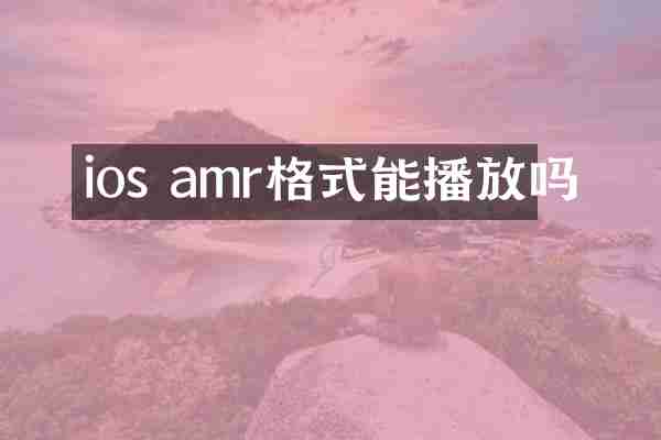ios amr格式能播放吗