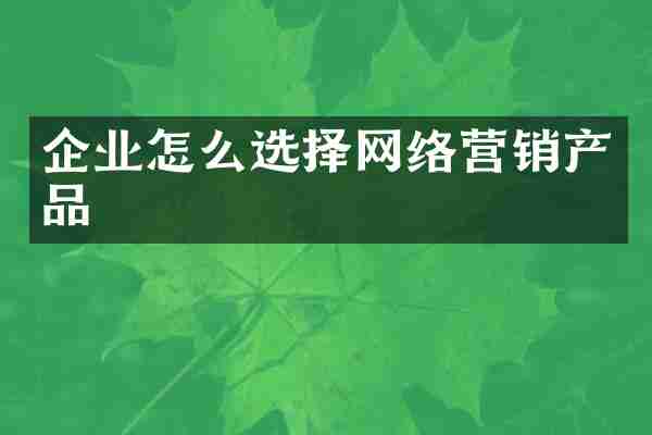 企业怎么选择网络营销产品