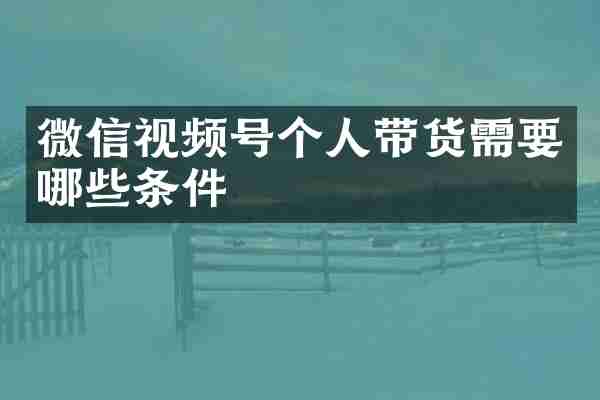 微信视频号个人带货需要哪些条件