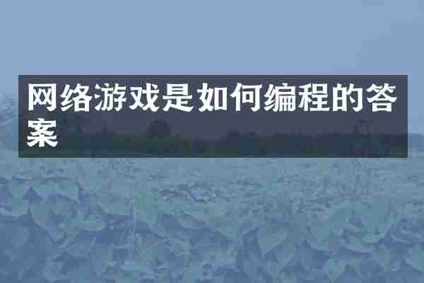 网络游戏是如何编程的答案