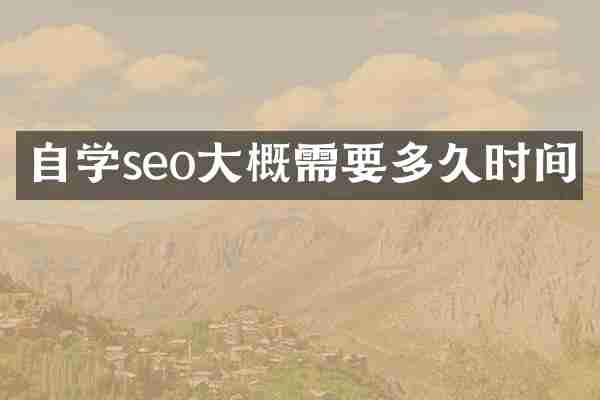 自学seo大概需要多久时间