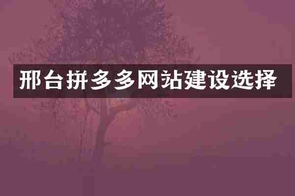 邢台拼多多网站建设选择