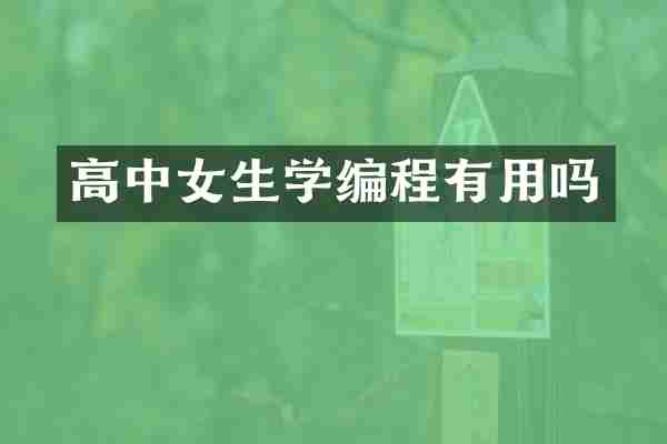 高中女生学编程有用吗