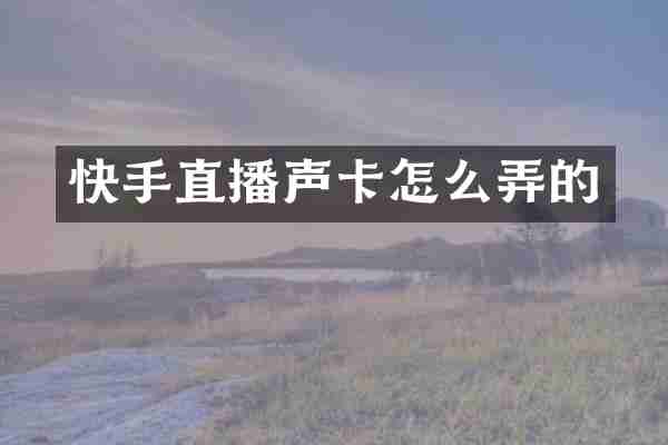 快手直播声卡怎么弄的