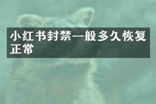 小红书封禁一般多久恢复正常