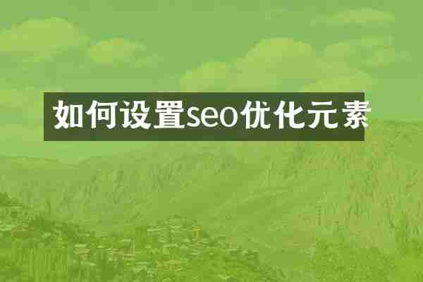如何设置seo优化元素