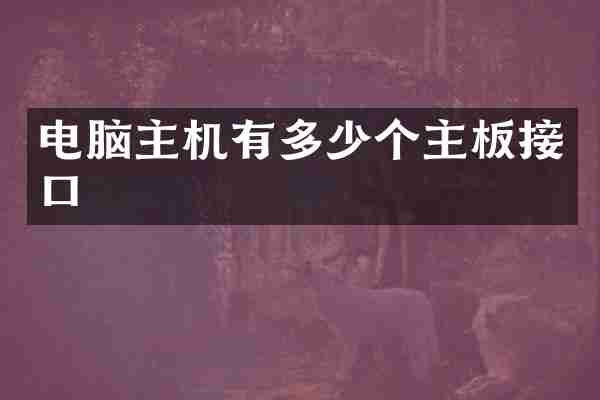 电脑主机有多少个主板接口