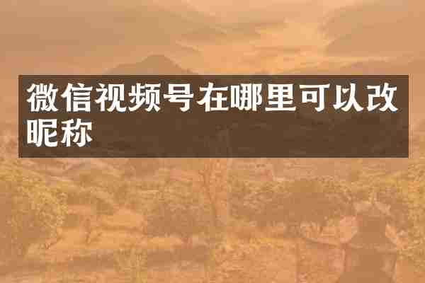 微信视频号在哪里可以改昵称