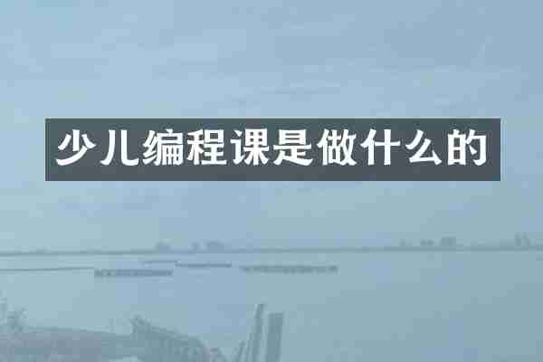 少儿编程课是做什么的