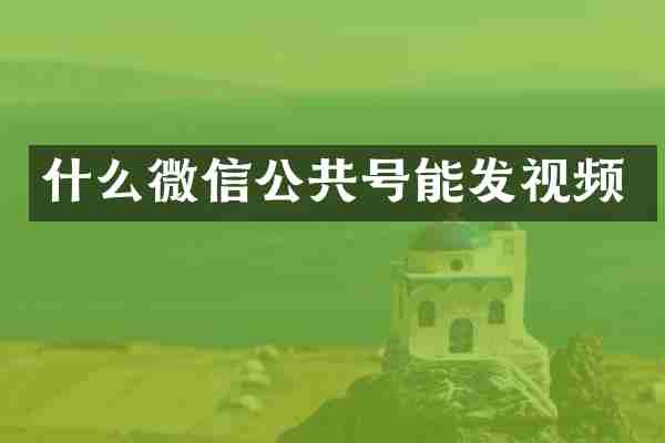 什么微信公共号能发视频