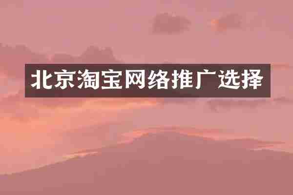 北京淘宝网络推广选择