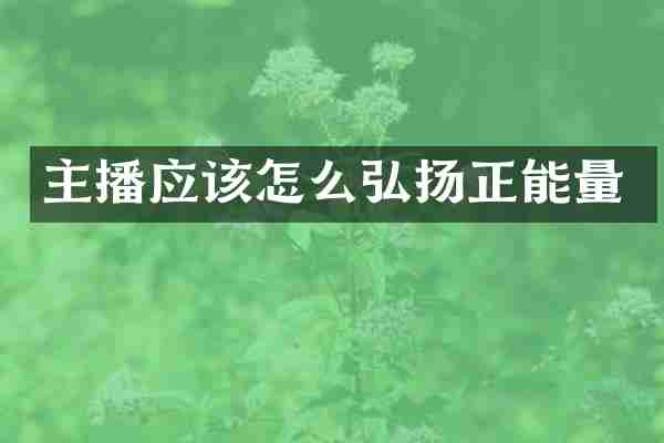 主播应该怎么弘扬正能量