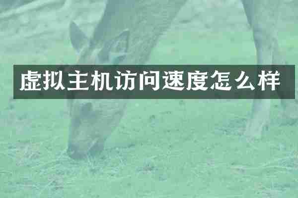 虚拟主机访问速度怎么样