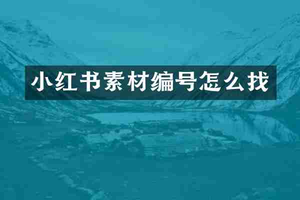小红书素材编号怎么找