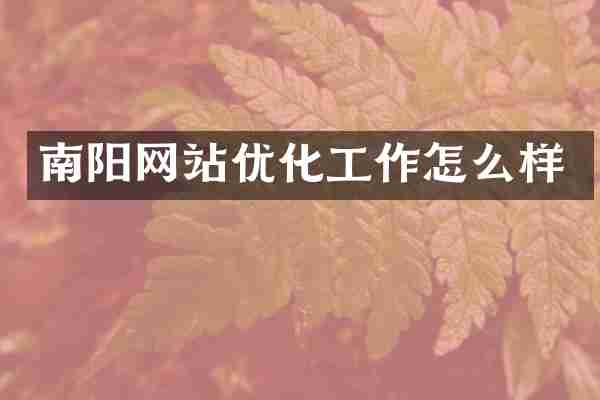 南阳网站优化工作怎么样