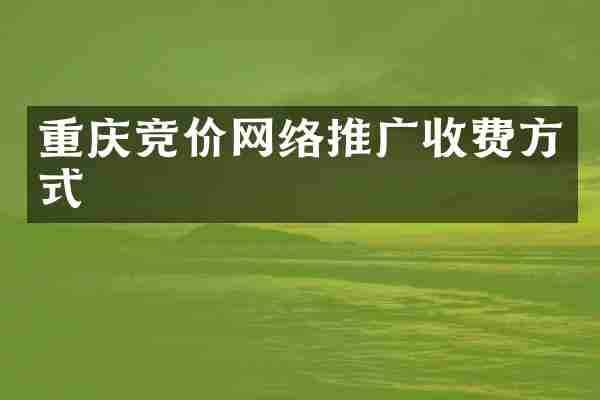 重庆竞价网络推广收费方式