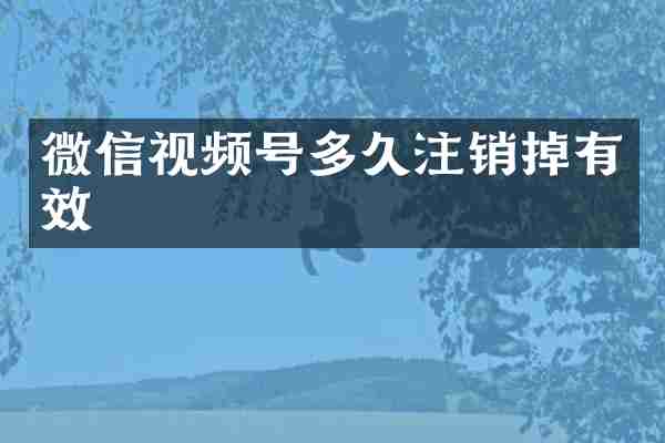 微信视频号多久注销掉有效