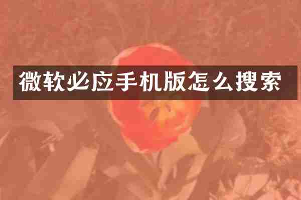 微软必应手机版怎么搜索