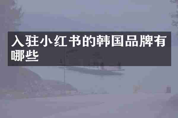 入驻小红书的韩国品牌有哪些