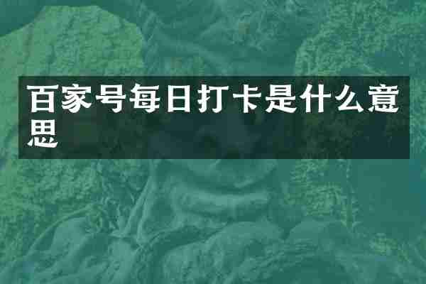百家号每日打卡是什么意思