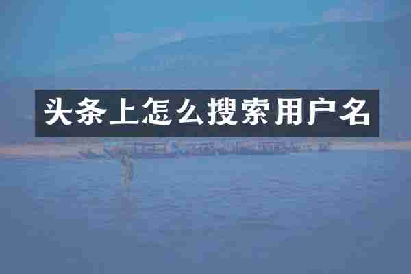 头条上怎么搜索用户名