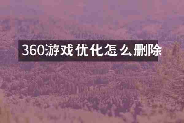 360游戏优化怎么删除