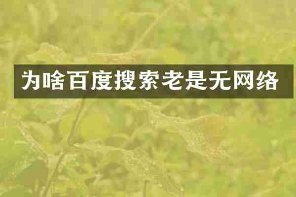 为啥百度搜索老是无网络