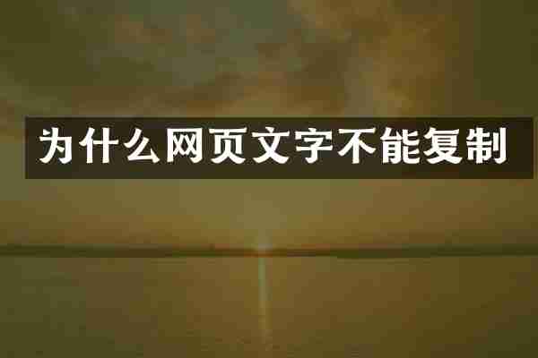 为什么网页文字不能复制